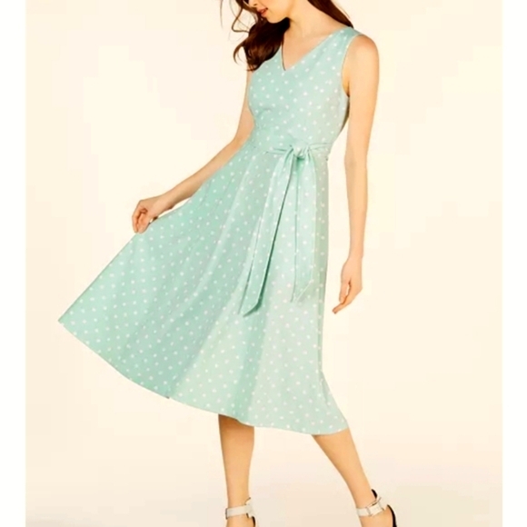 Calvin Klein Polka Dot Fit & Flare Sleeveless Dress - Picture 2 of 7